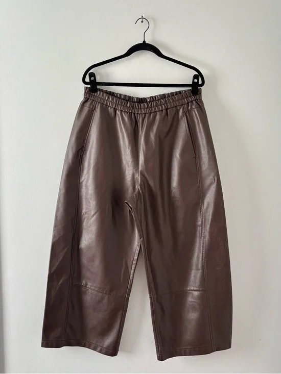 Pilcro The Izzie Relaxed Pull-On Barrel Pant Trousers Faux Leather Anthropologie - Picture 3 of 7